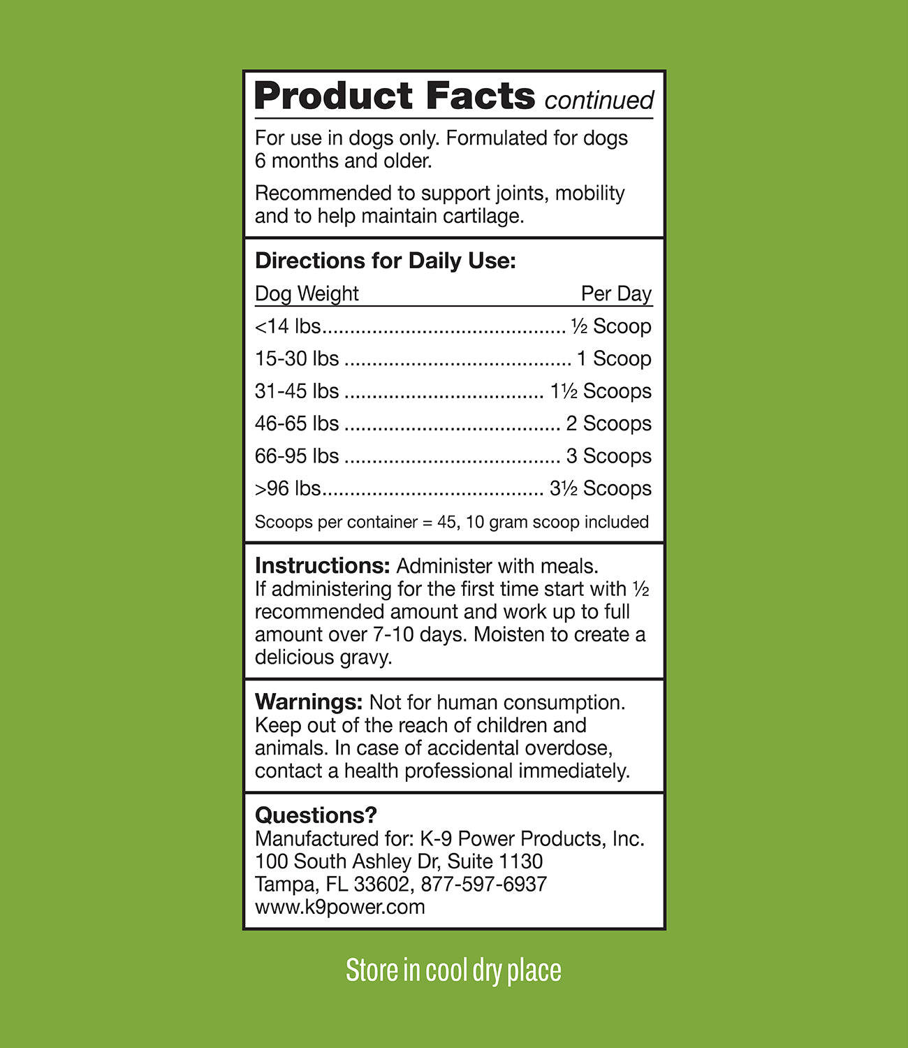 product facts continued