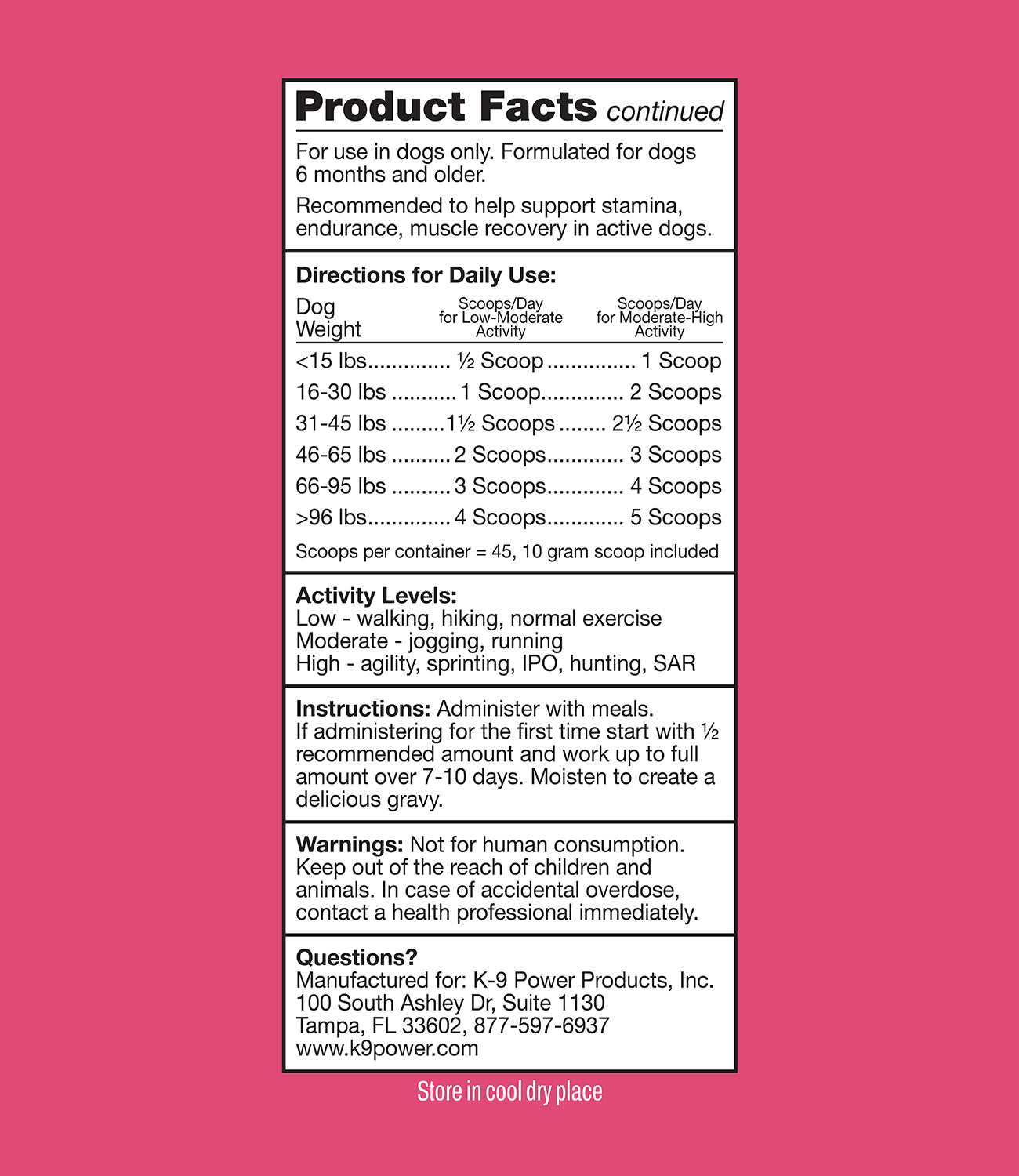 product facts continued